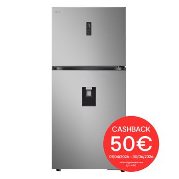 Vista frontale di Frigorifero doppia porta | Classe E, 609L | Wi-Fi, Door & Linear Cooling, Gestione umidità, Dispenser acqua, No frost | Platinum Silver GTFV61PYBQD
